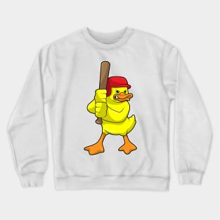 Duck at Baseball with Baseball bat & Cap Crewneck Sweatshirt